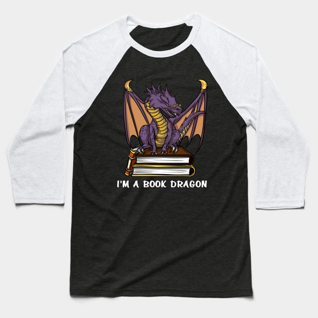 I Am A Book Dragon Baseball T-Shirt by underheaven